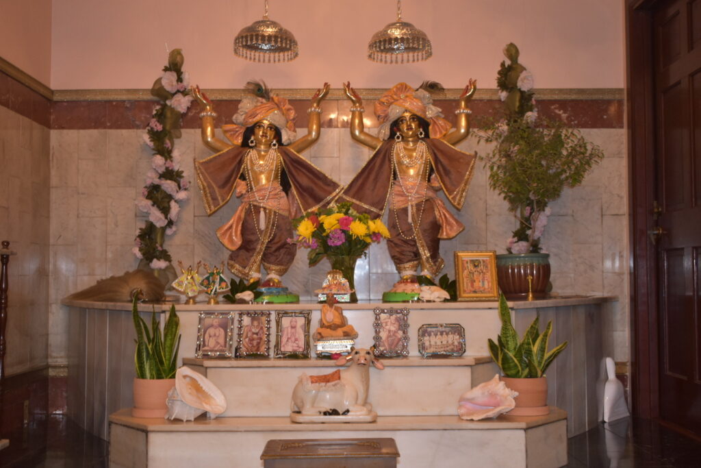 Nitai Gauracandra dressed in brown and gold.